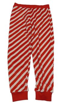 Červeno-bílé pruhované plyšové pyžamové kalhoty F&F