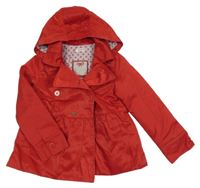 Červený šušťákový jarný kabát s kapucňou