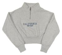 Svetlosivá crop mikina s nápisom a stojačikom Primark