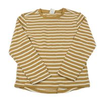 Hnedo-biele pruhované rebrované tričko Hema