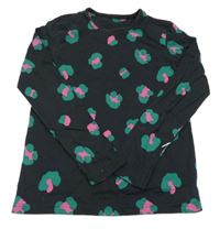 Černo-zeleno-růžové vzorované pyžamové triko George