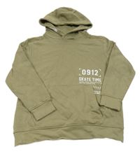 Světlekhaki mikina s nápisom a kapucňou Yigga