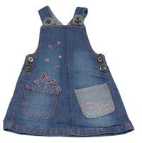 Modré rifľové na traké šaty s kvietkami