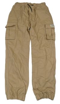 Béžové cuff kalhoty s kapsami 