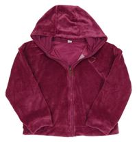 Vínová plyšová prepínaci mikina so srdcem a kapucňou Tu