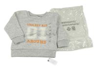 Nové - sivá melírovaná mikina s číslom a nápismi St. Bernard