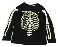 Černé triko s kostrou H&M