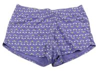 Fialové vzorované pyžamové kraťasy