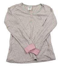 Sivo-ružové pruhované tričko s jednorožcom Pocopiano