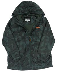 Zeleno-sivá army šušťáková jarná bunda s kapucňou F&F