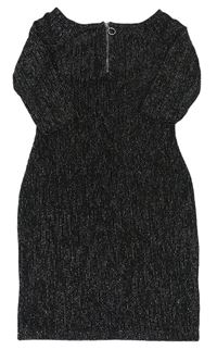 Čierno-strieborné pruhované zamatové šaty Matalan