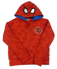 Červená propínací mikina se Spider-manem a kapucí Marvel