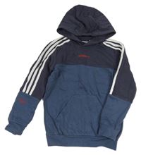 Modro-tmavomodrá mikina s kapucí Adidas