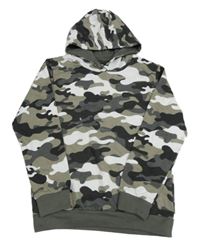 Béžovo-bielo-sivá army mikina s kapucňou
