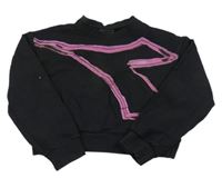 Čierna crop mikina s potlačou Diadora