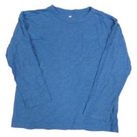 Modré melírované tričko s vreckom H&M