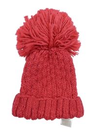 Ružová pletená čapica s brmbolcom