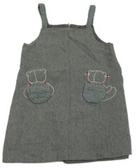 Sivé vlnené šaty s medvedíkmi