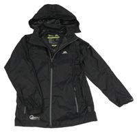 Čierna funkčná šušťáková nepromokavá bunda s ukrývací kapucňou Trespass