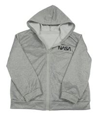 Šedá melírovaná mikina Nasa s kapucňou