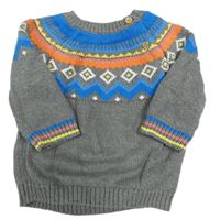 Sivý sveter so vzorom F&F