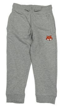 Šedé melírované tepláky s liškou Pusblu