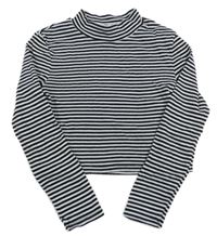 Černo-bílé pruhované žebrované crop triko H&M