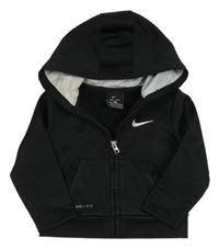 Černá propínací funkční sportovní mikina s logem a kapucí Nike 