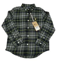 Nové - Sivo-čierno-limetková kockovaná flanelová košeľa Next