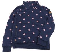 Tmavomodrá mikina s bodkami a komínovým golierom Yigga