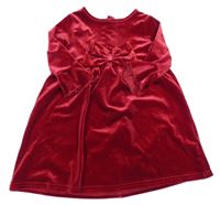 Červené zamatové šaty s mašlou St. Bernard