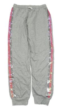 Sivé melírované tepláky s flitrami X-mail vel. 176