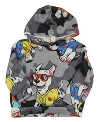 Sivá mikina s pejsky a kapucňou Shein