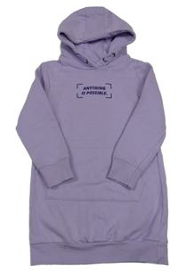 Lila teplákové šaty s nápisem a kapucí Topolino