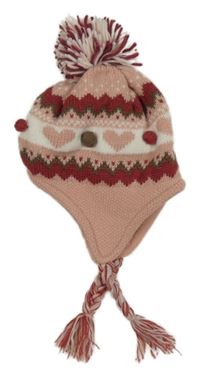 Světlerůžová pletená podšitá ušanka se vzorem So Cute