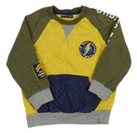 Žlto-kaki-tmavomodrá mikina s klokankou Original Marines
