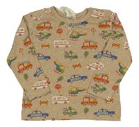 Nové - Béžové triko s dopravními prostředky Alana 