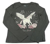 Sivé crop tričko s pegasem Primark