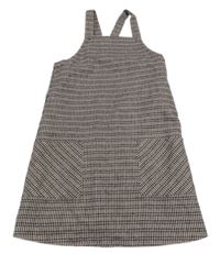 Čierno-vínovo-biele kockované vlnené šaty Tu