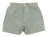 Kaki-biele pruhované plážové kraťasy H&M