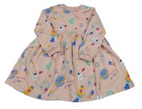 Světlerůžové teplákové šaty s vesmírem F&F