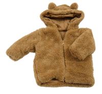 Hnědý chlupatý zateplený kabátek s kapucí Zeeman