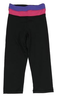 Čierno-ružovo-fialové športové capri legíny Emerson