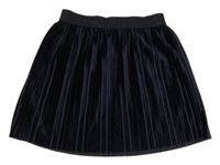 Tmavomodrá zamatová plisovaná sukňa TCM