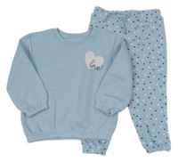 2set - Světlemodrá mikina se srdíčky + tepláky Primark