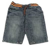 Tmavomodré riflové kraťasy s úpletovým pasem Denim 