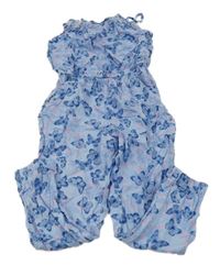 Svetlomodrý letný nohavicový overal s motýlikmi H&M