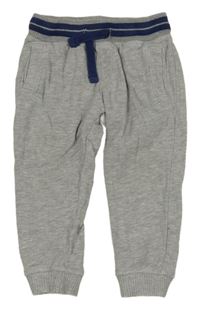 Sivé melírované tepláky s pruhovaným pasom Miniclub