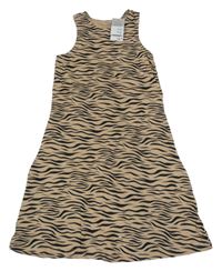 Nové - světlehnědo-čierne vzorované šaty PRIMARK