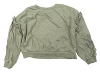 Khaki crop oversize mikina s volánky Next 